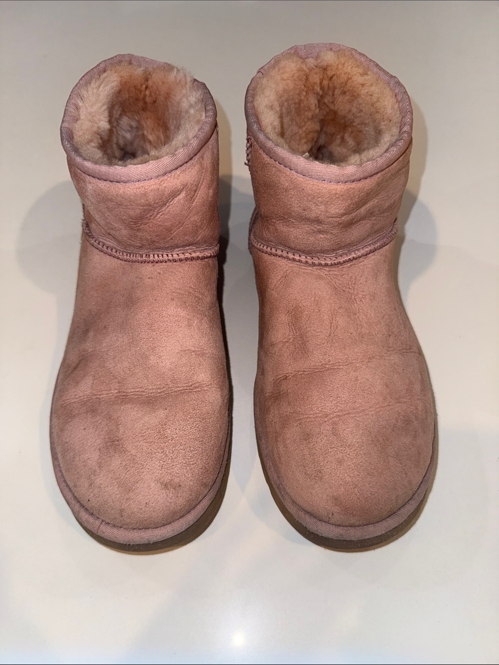 UGG Short Pink Suede Shearling Boots | Size 10
